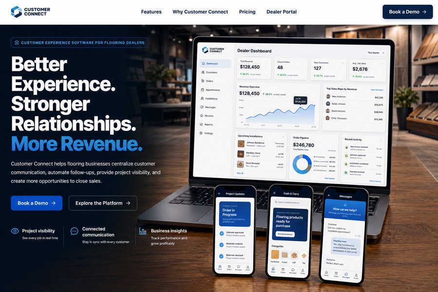Customer Connect platform on desktop and mobile devices